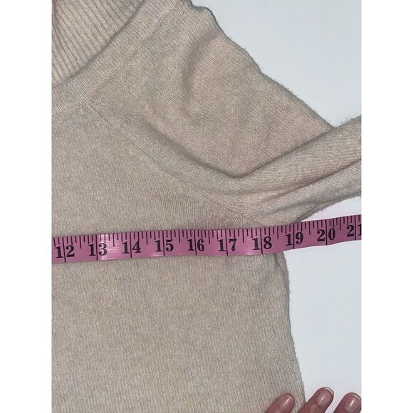 LOFT Sweater Womens Medium Pink Wool Blend Knit Cowl Neck Button Detail Cuff - Picture 11 of 15